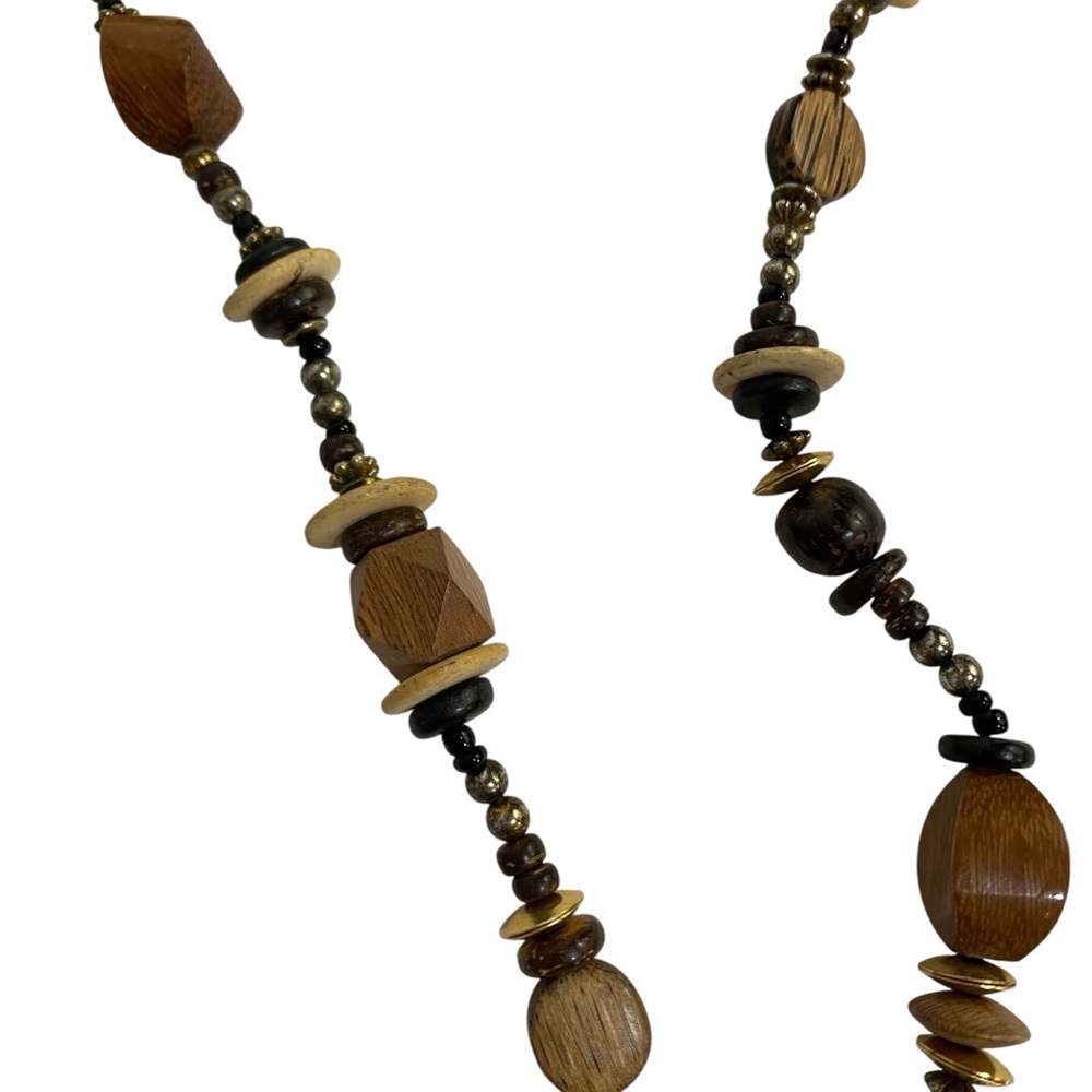 Boho Zebra Pendant Beaded Necklace - Brown - Picture 4 of 15
